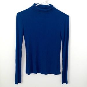 Blue Forever 21 Ribbed Turtleneck Long Sleeve